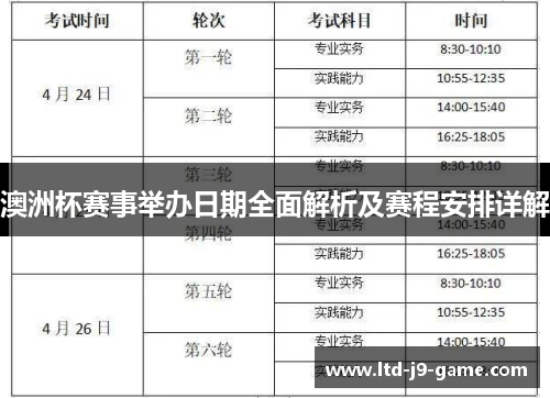 澳洲杯赛事举办日期全面解析及赛程安排详解 澳洲杯赛事举办日期全面解析及赛程安排详解